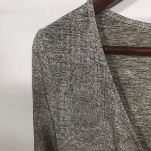 Women's Trouve Metallic Silver Gold Long Sleeve Wrap Top - Picture 5 of 11